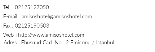 Amisos Hotel telefon numaralar, faks, e-mail, posta adresi ve iletiim bilgileri